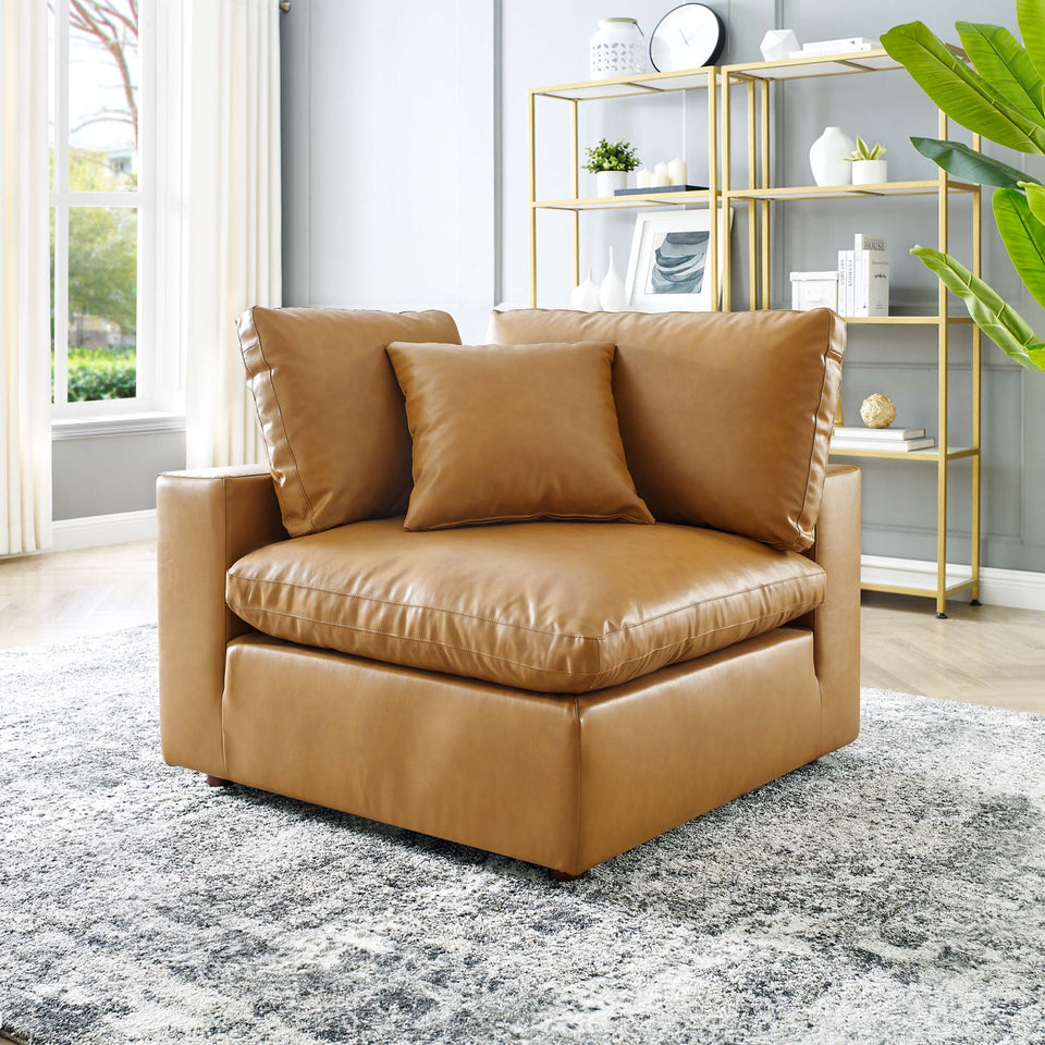 Commix Down Filled Overstuffed Vegan Leather Corner Chair by Modway