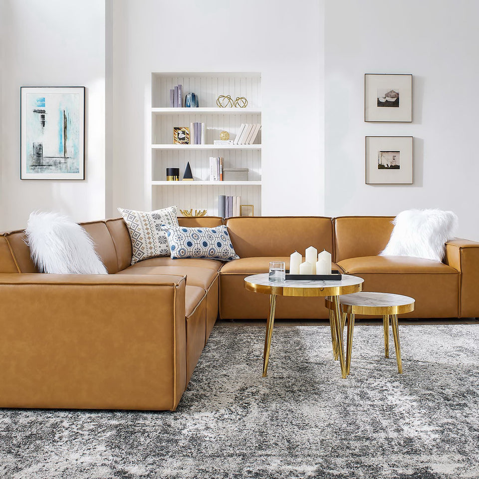 Restore 5-Piece Vegan Leather Sectional Sofa by Modway