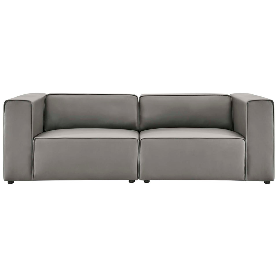Mingle 2-Piece Vegan Leather Sectional Sofa Loveseat by Modway