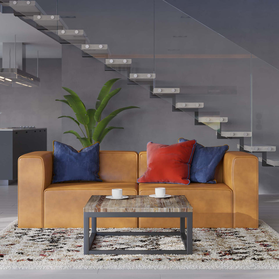 Mingle 2-Piece Vegan Leather Sectional Sofa Loveseat by Modway