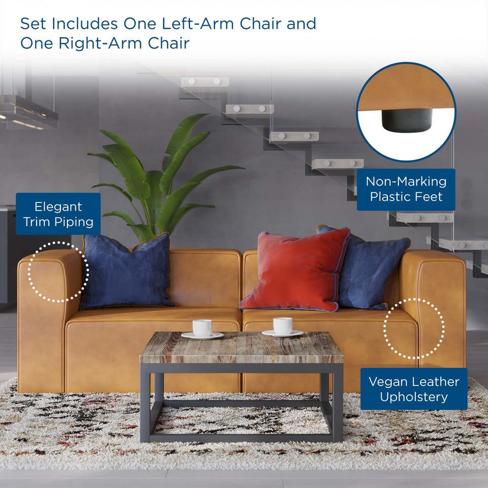 Mingle 2-Piece Vegan Leather Sectional Sofa Loveseat by Modway