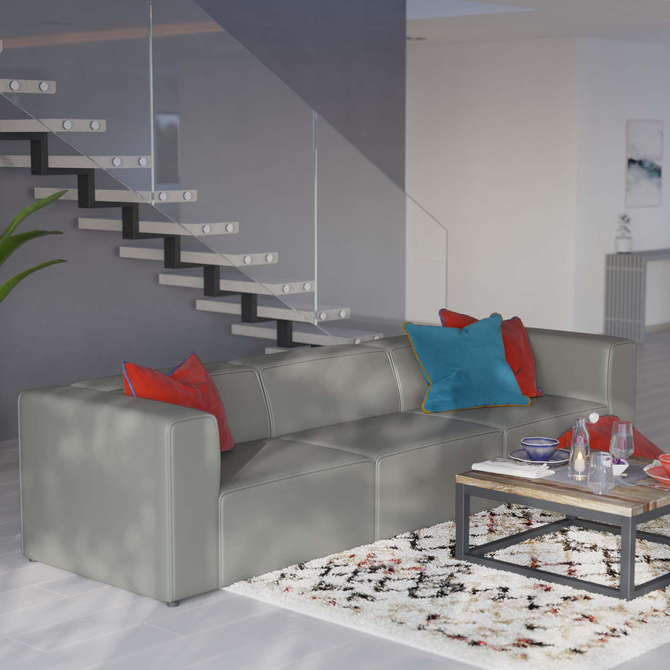 Mingle 3-Piece Vegan Leather Sectional Sofa by Modway