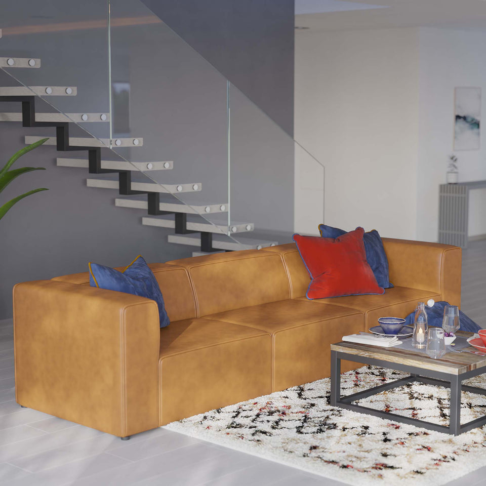 Mingle 3-Piece Vegan Leather Sectional Sofa by Modway