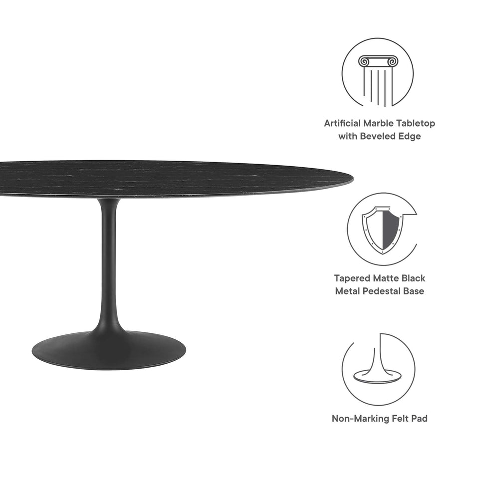 Lippa 78" Oval Faux Marble Dining Table by Modway