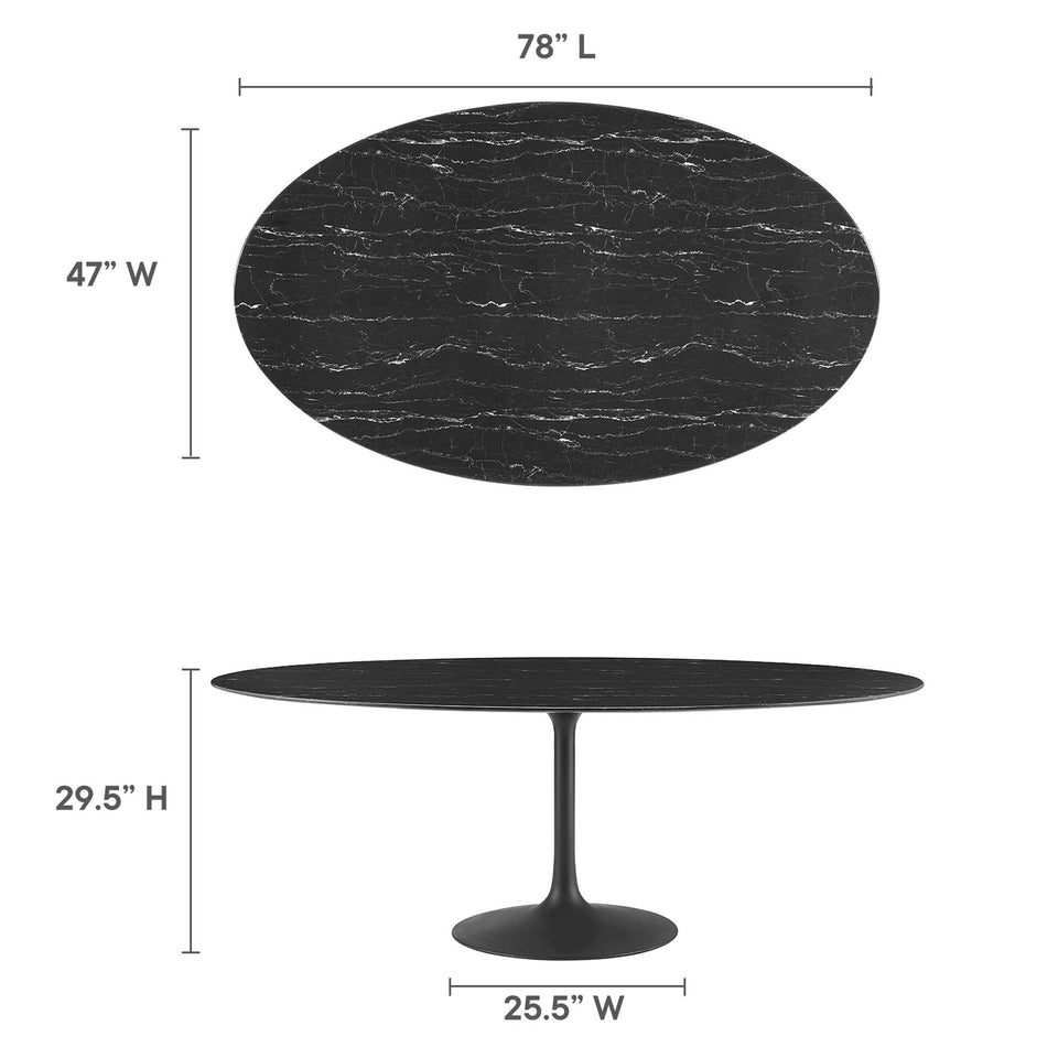 Lippa 78" Oval Faux Marble Dining Table by Modway