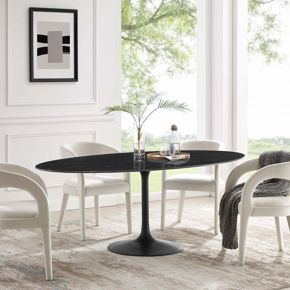 Lippa 78" Oval Faux Marble Dining Table by Modway