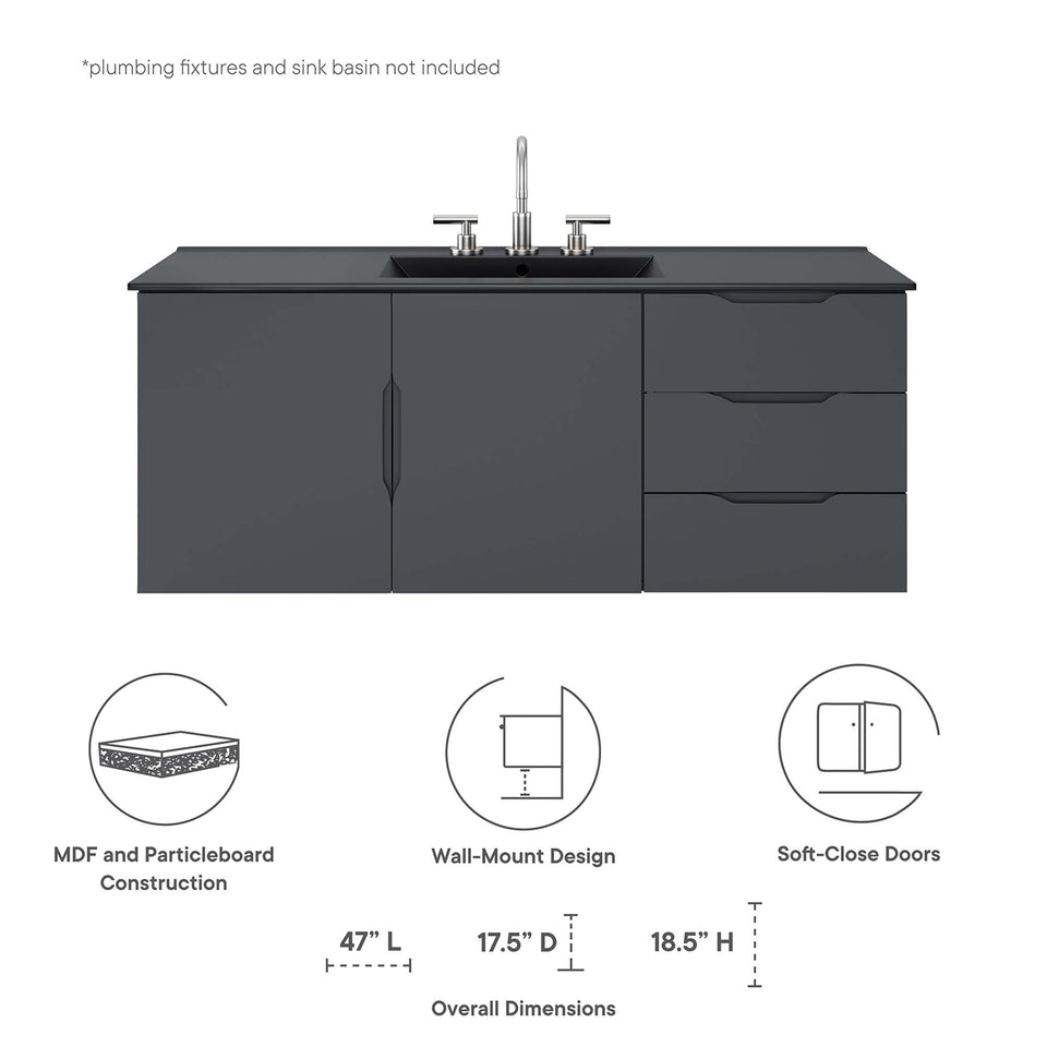 Vitality 48" Double or Single Sink Compatible (Not Included) Bathroom Vanity Cabinet by Modway
