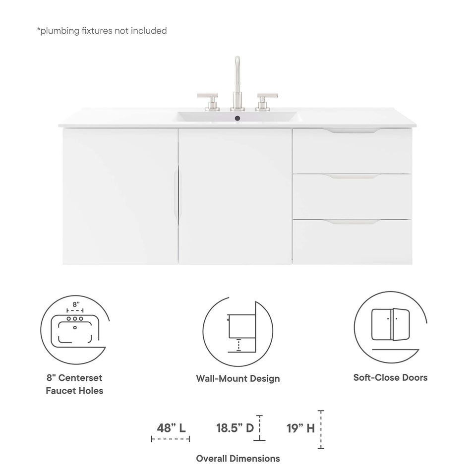 Vitality 48" Double or Single Sink Compatible (Not Included) Bathroom Vanity Cabinet by Modway