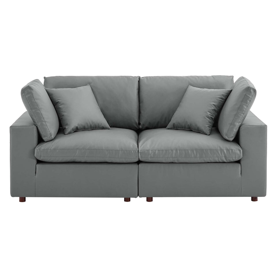 Commix Down Filled Overstuffed Vegan Leather Loveseat by Modway