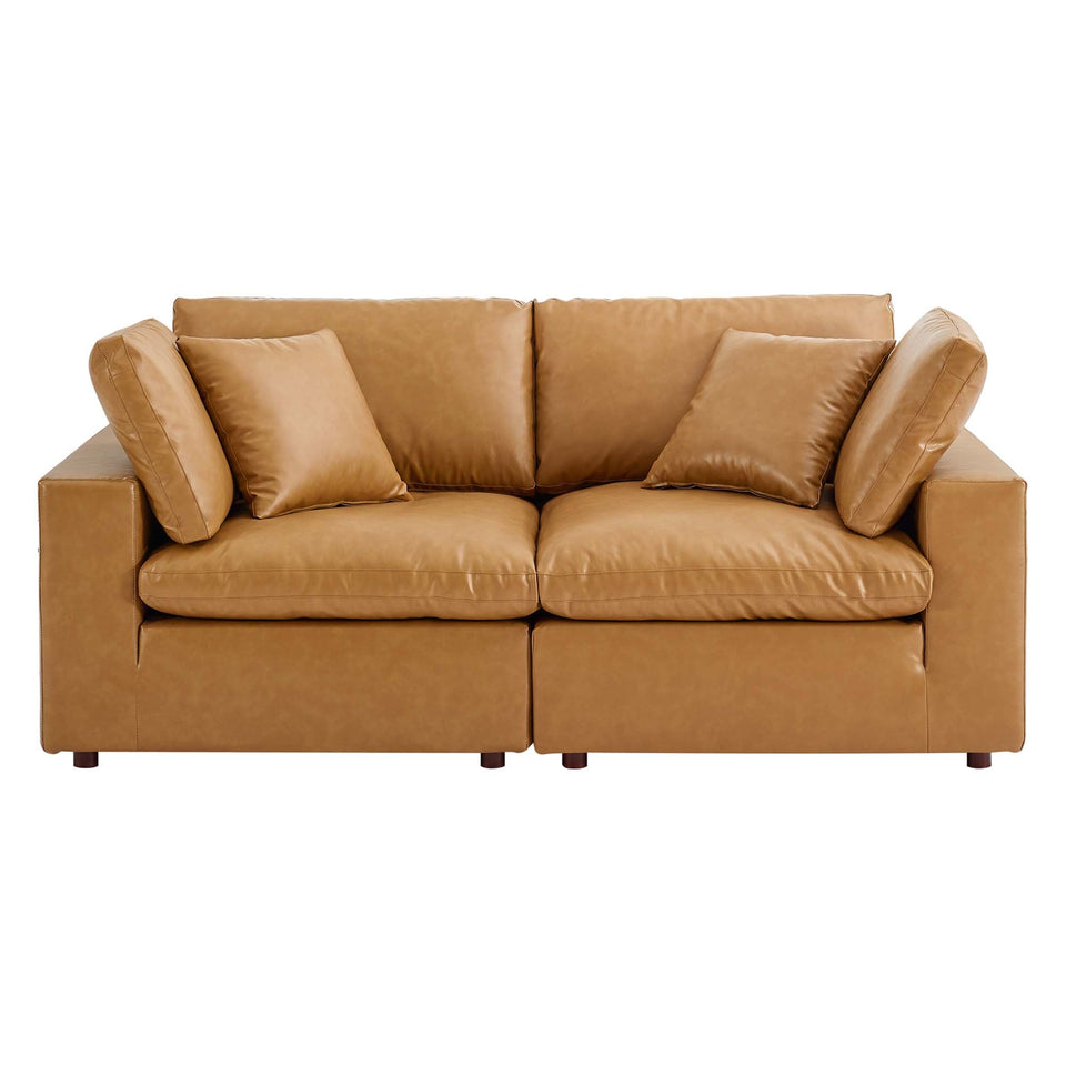 Commix Down Filled Overstuffed Vegan Leather Loveseat by Modway