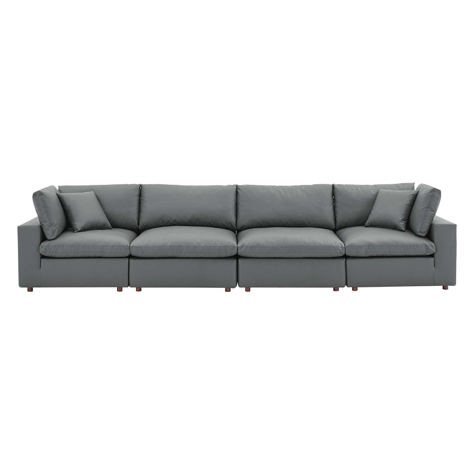 Commix Down Filled Overstuffed Vegan Leather 4-Seater Sofa by Modway