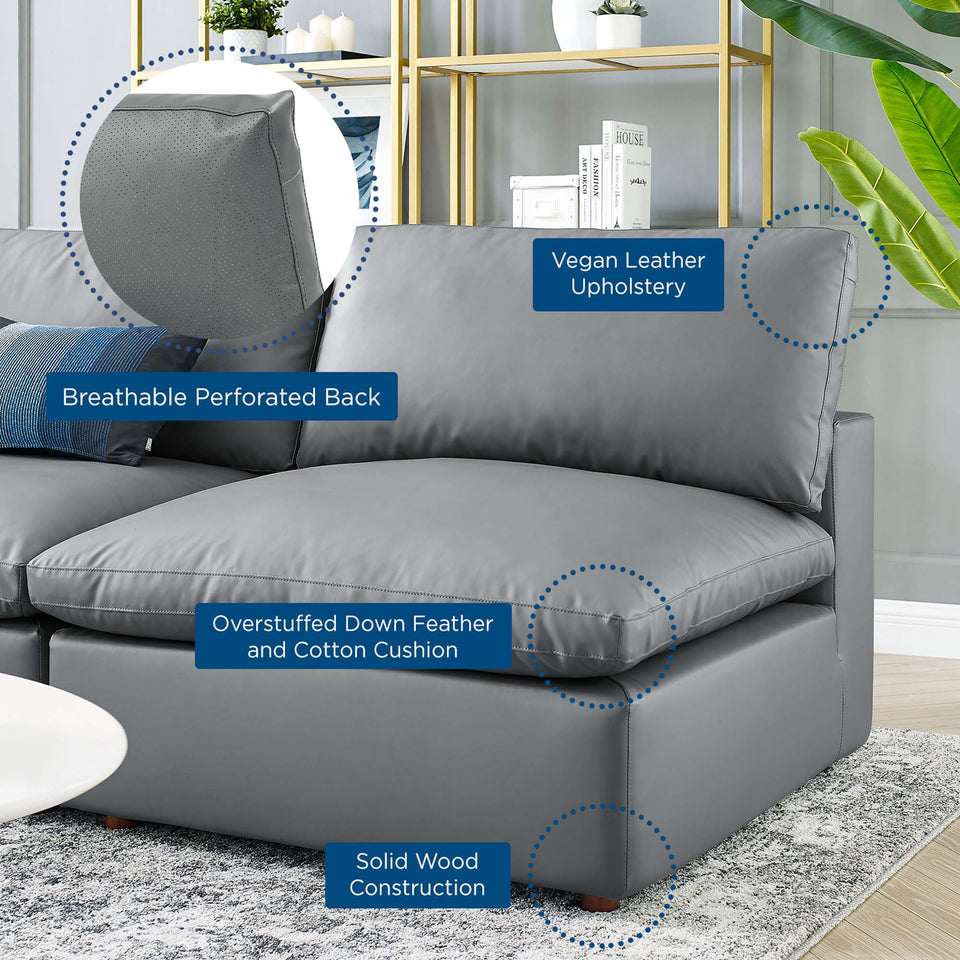 Commix 5-Piece Down Filled Overstuffed Vegan Leather Sectional Sofa by Modway