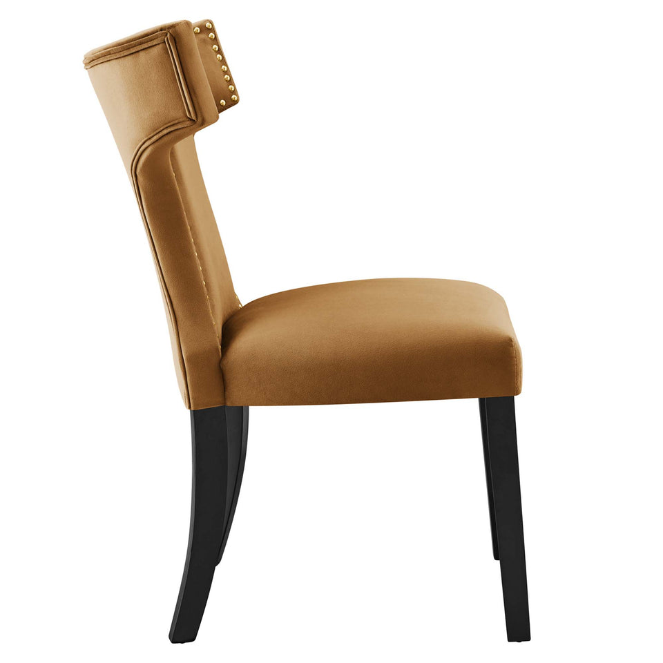 Curve Performance Velvet Dining Chairs Set of 2 by Modway