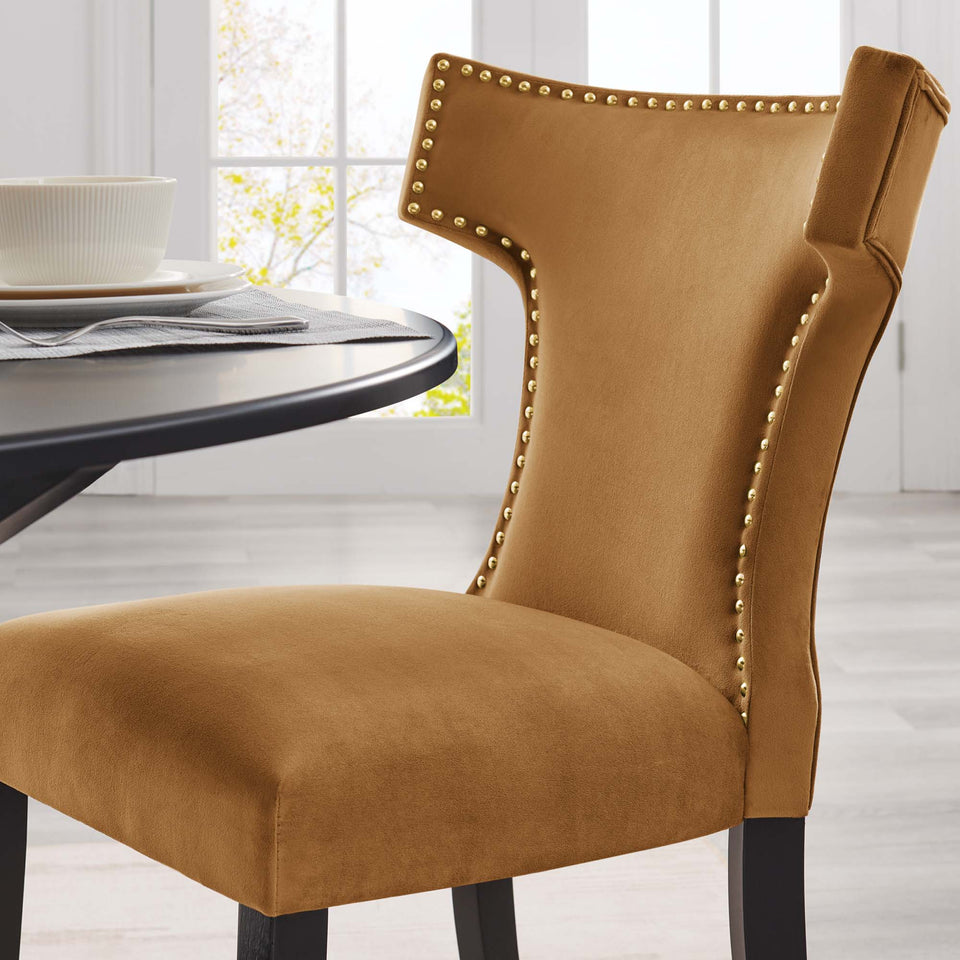 Curve Performance Velvet Dining Chairs Set of 2 by Modway