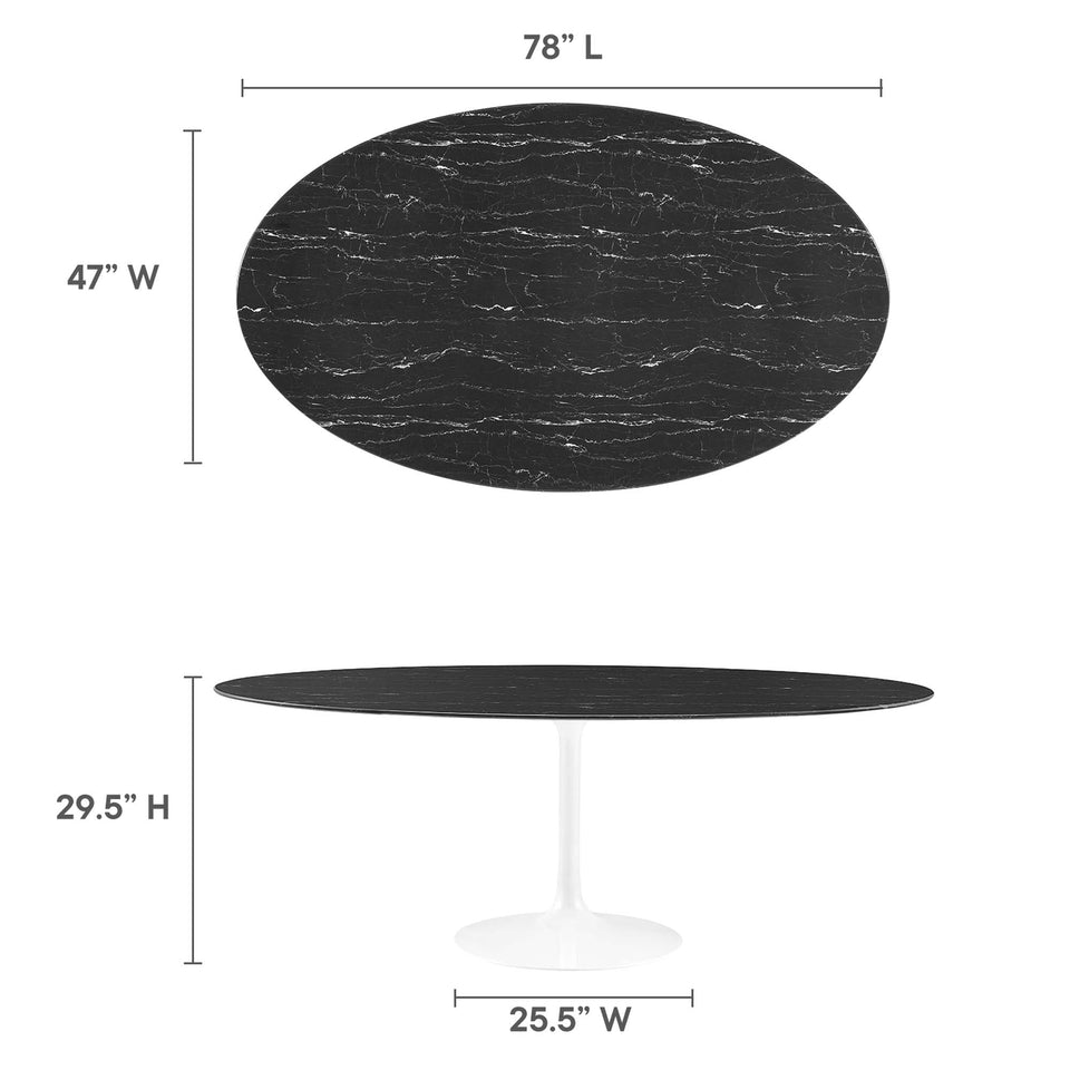 Lippa 78" Oval Faux Marble Dining Table by Modway
