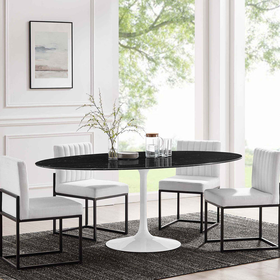 Lippa 78" Oval Faux Marble Dining Table by Modway