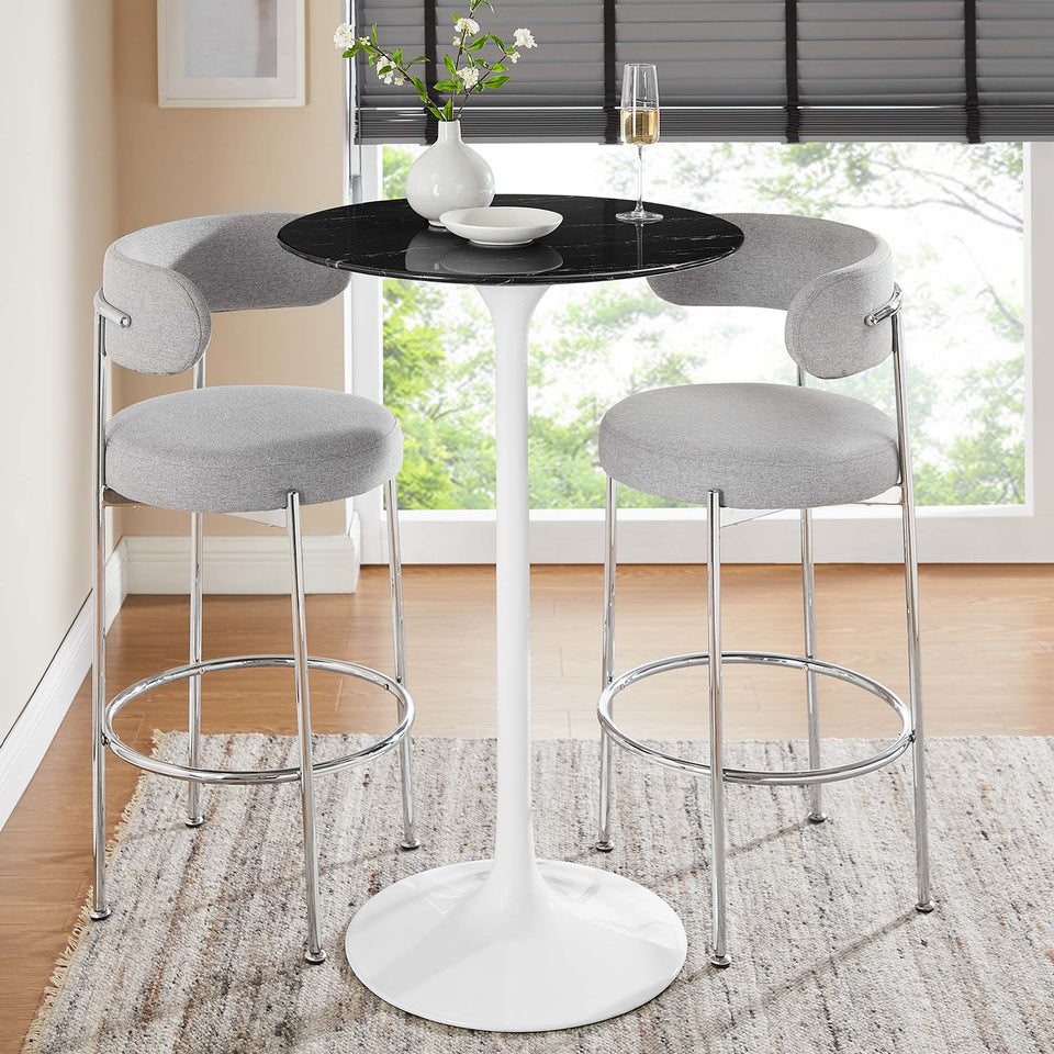 Lippa 28" Round Faux Marble Bar Table by Modway