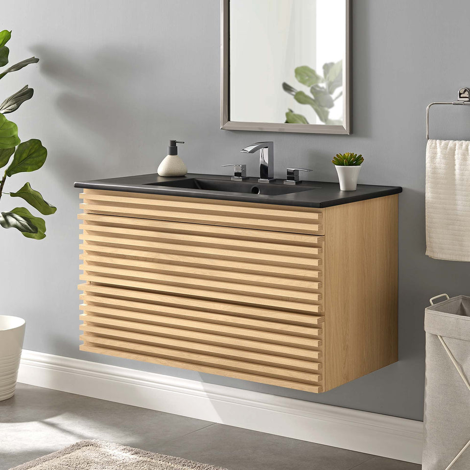 Render 36" Wall-Mount Bathroom Vanity by Modway
