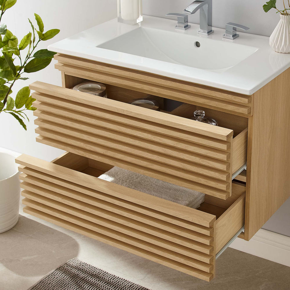 Render 30" Wall-Mount Bathroom Vanity by Modway