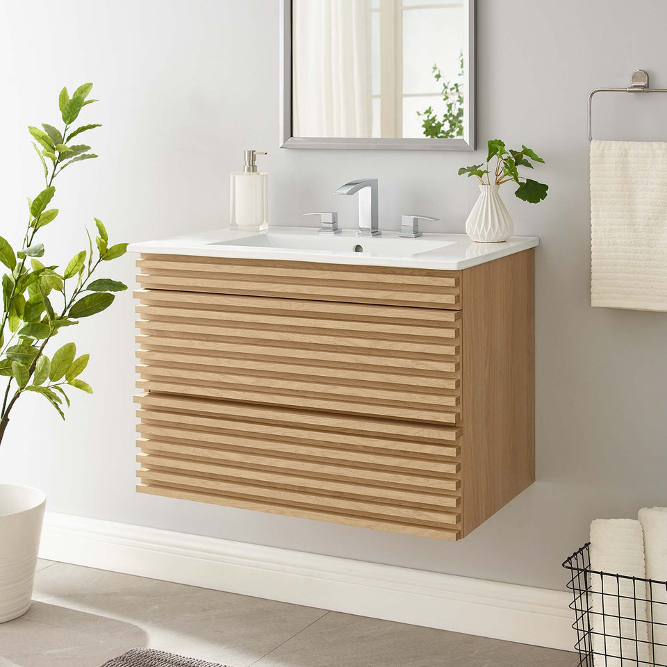 Render 30" Wall-Mount Bathroom Vanity by Modway