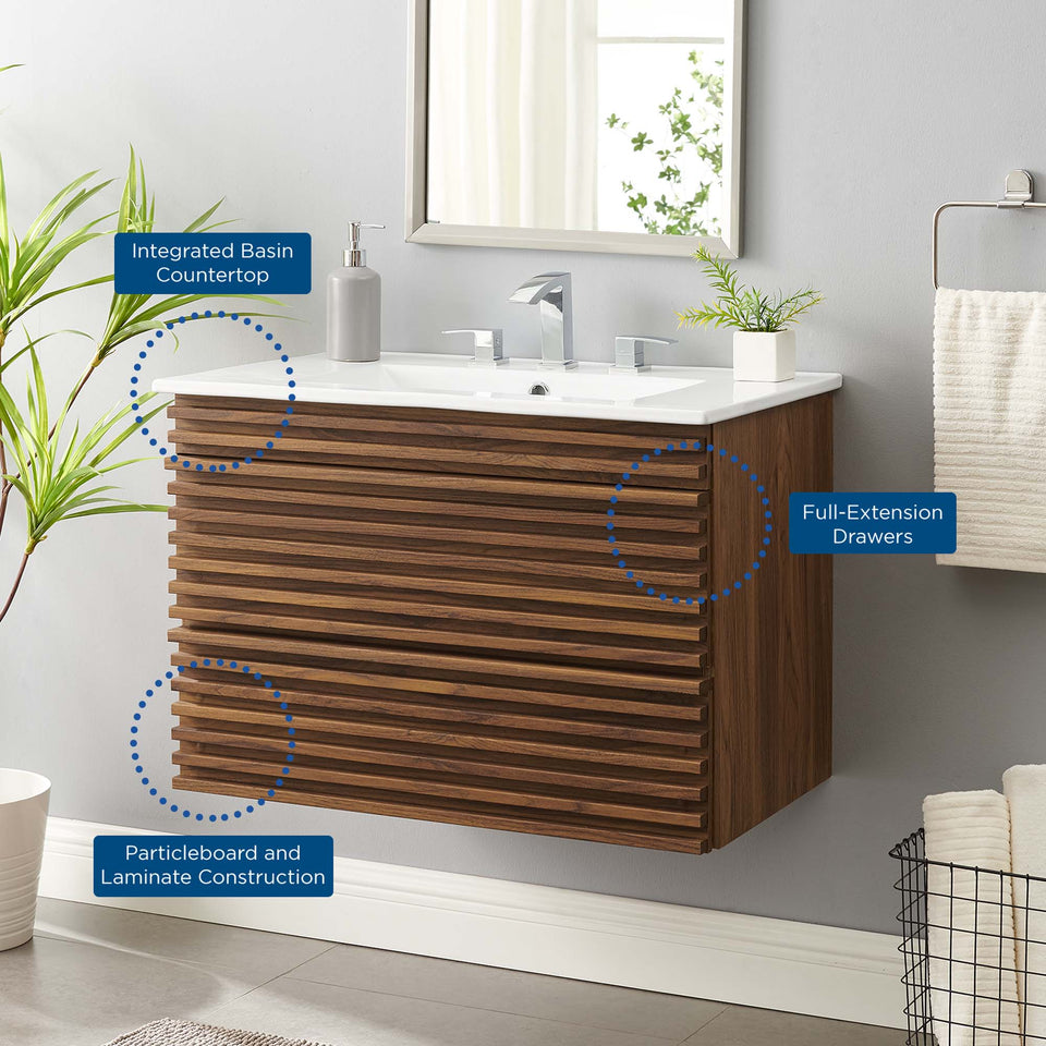 Render 30" Wall-Mount Bathroom Vanity by Modway