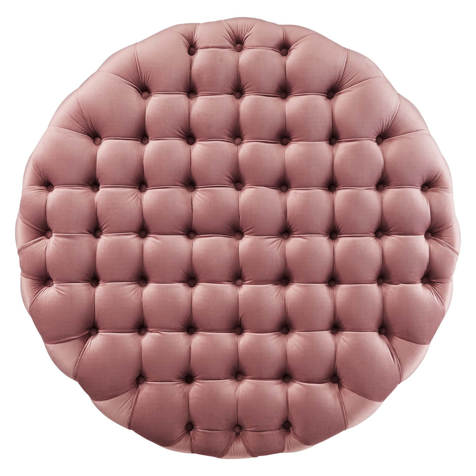 Amour Tufted Button Large Round Performance Velvet Ottoman by Modway