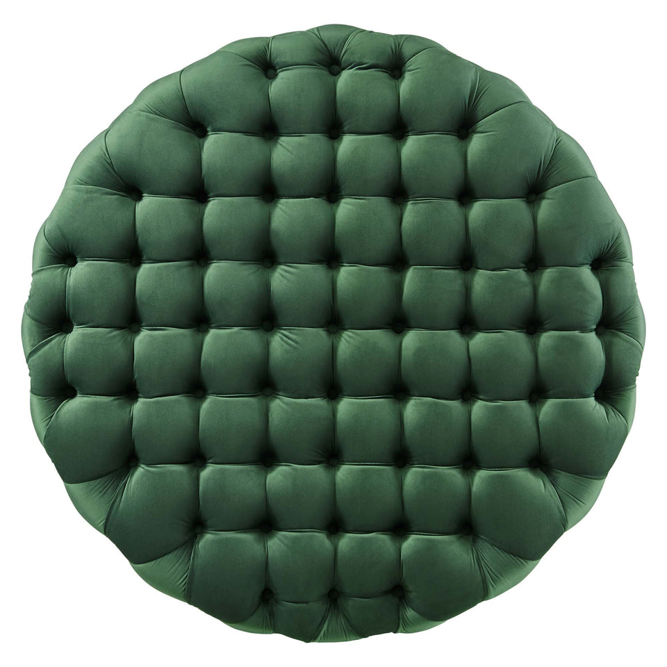 Amour Tufted Button Large Round Performance Velvet Ottoman by Modway