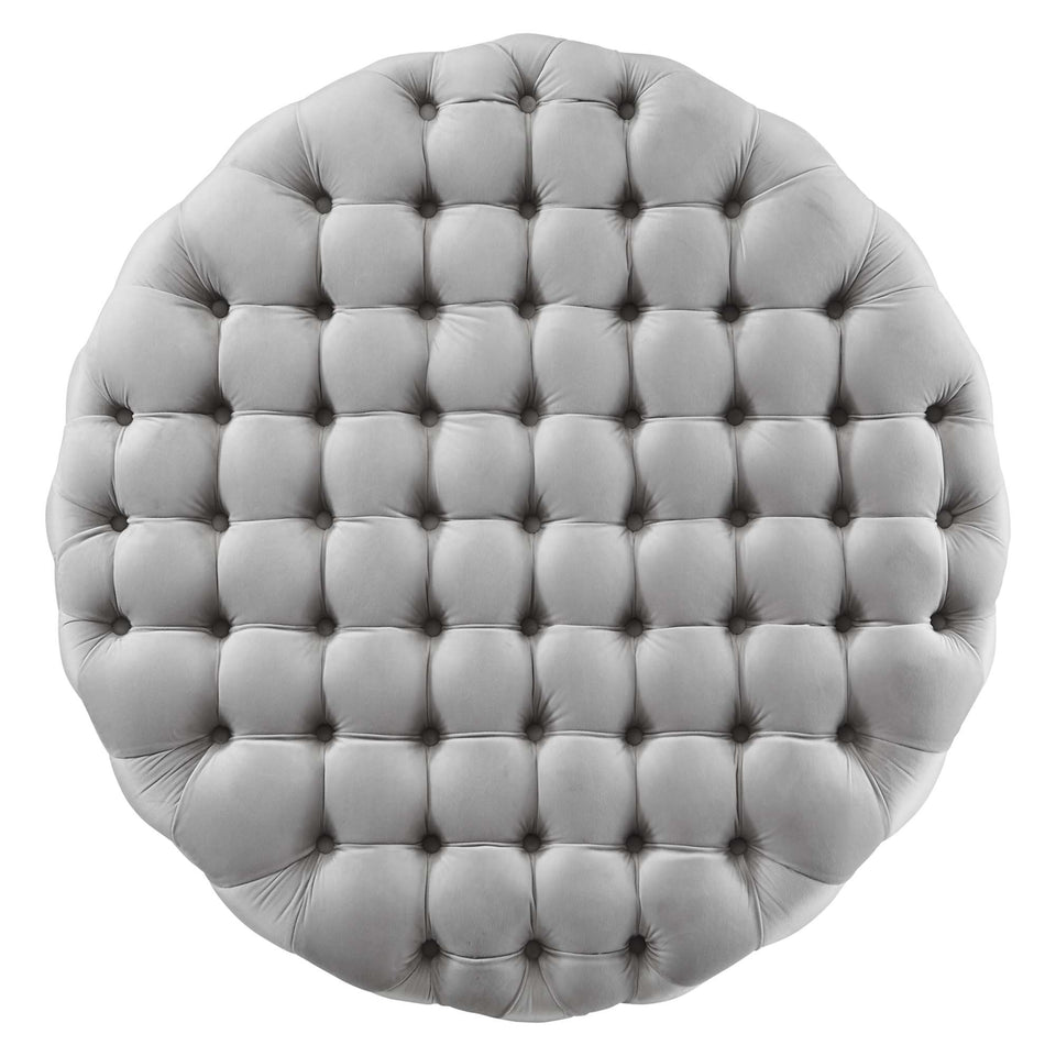 Amour Tufted Button Large Round Performance Velvet Ottoman by Modway