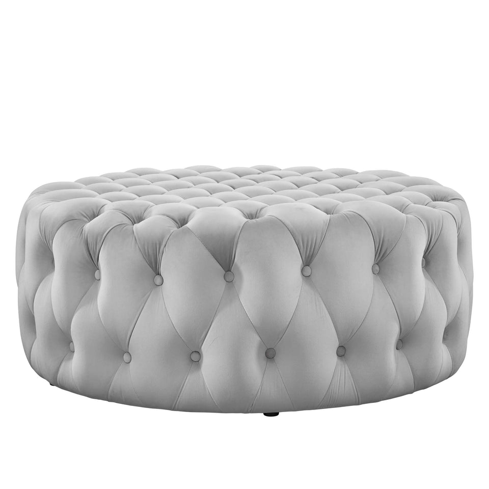 Amour Tufted Button Large Round Performance Velvet Ottoman by Modway