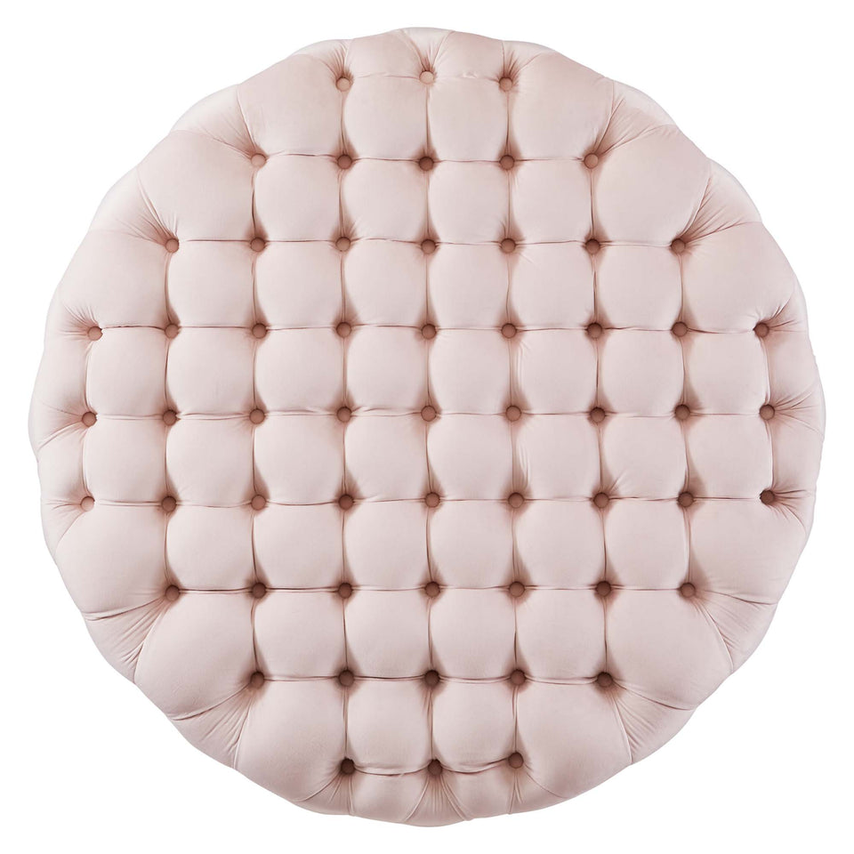 Amour Tufted Button Large Round Performance Velvet Ottoman by Modway