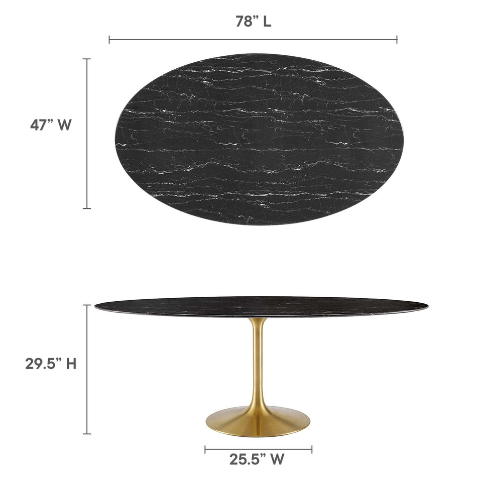 Lippa 78" Oval Faux Marble Dining Table by Modway