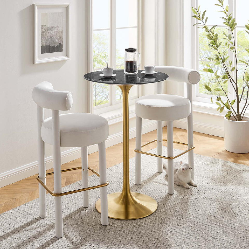 Lippa 28" Round Faux Marble Bar Table by Modway