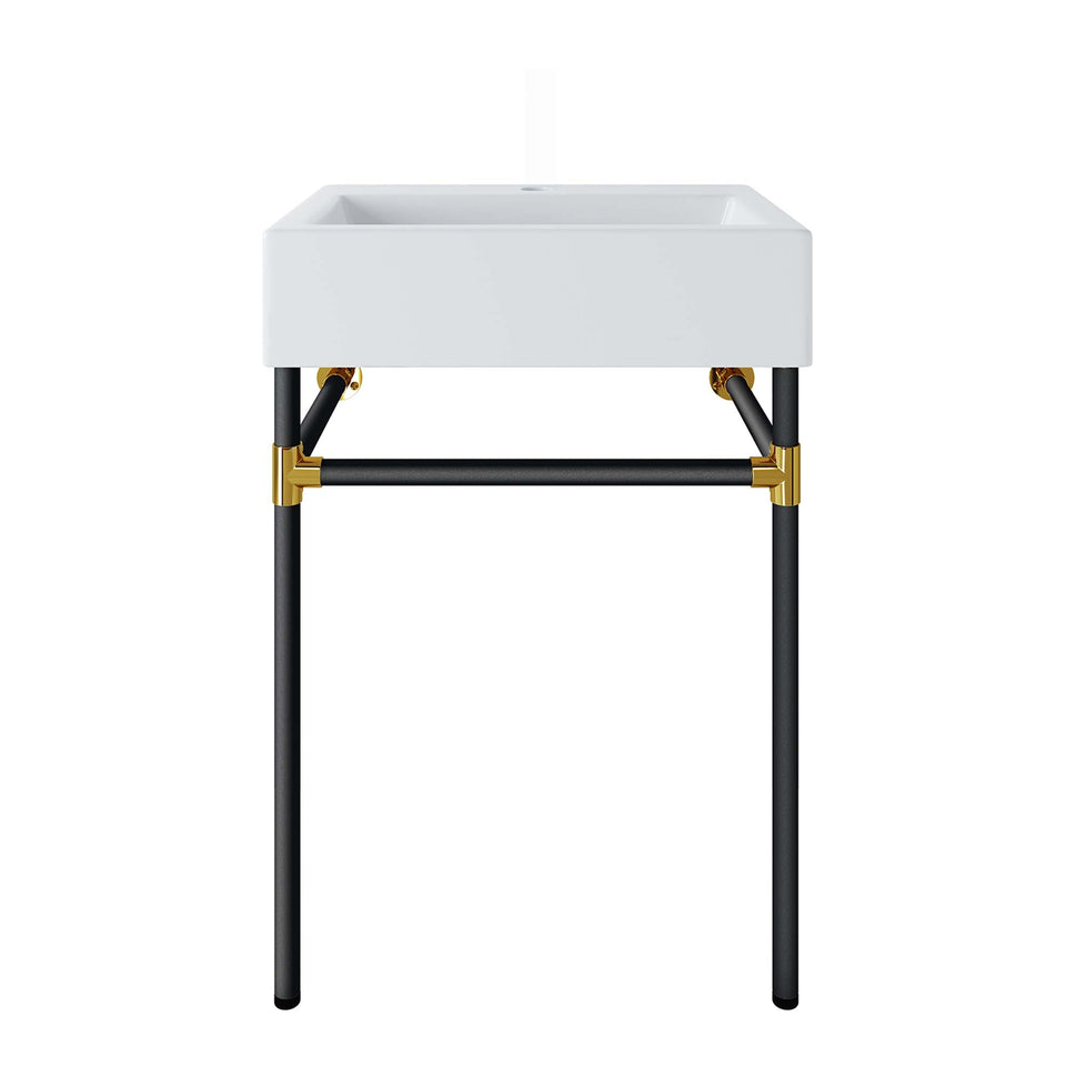 Redeem 24" Wall-Mount Black Stainless Steel Bathroom Vanity by Modway