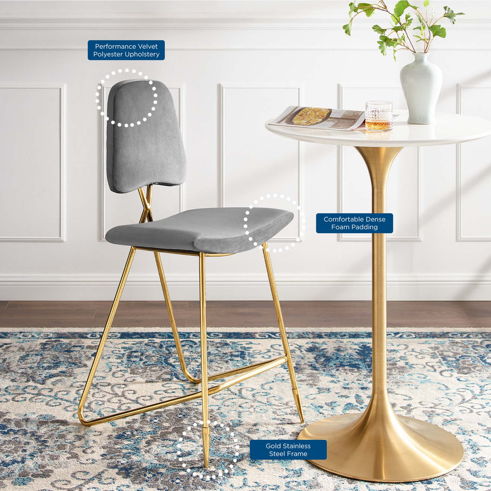 Ponder Performance Velvet Bar Stool Set of 2 by Modway