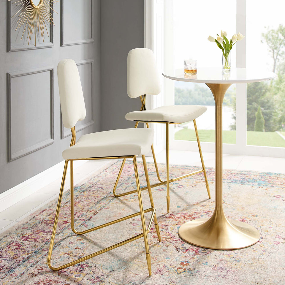 Ponder Performance Velvet Bar Stool Set of 2 by Modway
