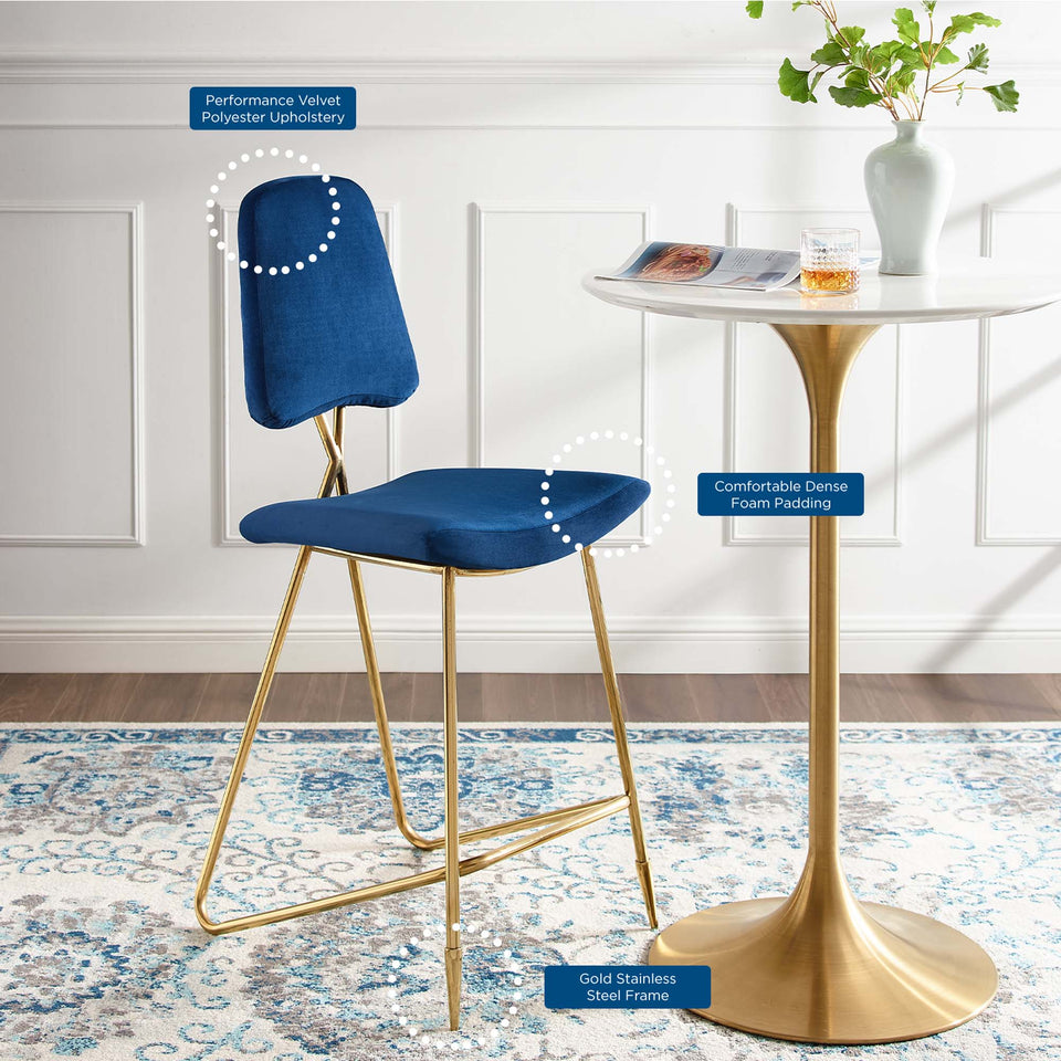 Ponder Performance Velvet Bar Stool Set of 2 by Modway