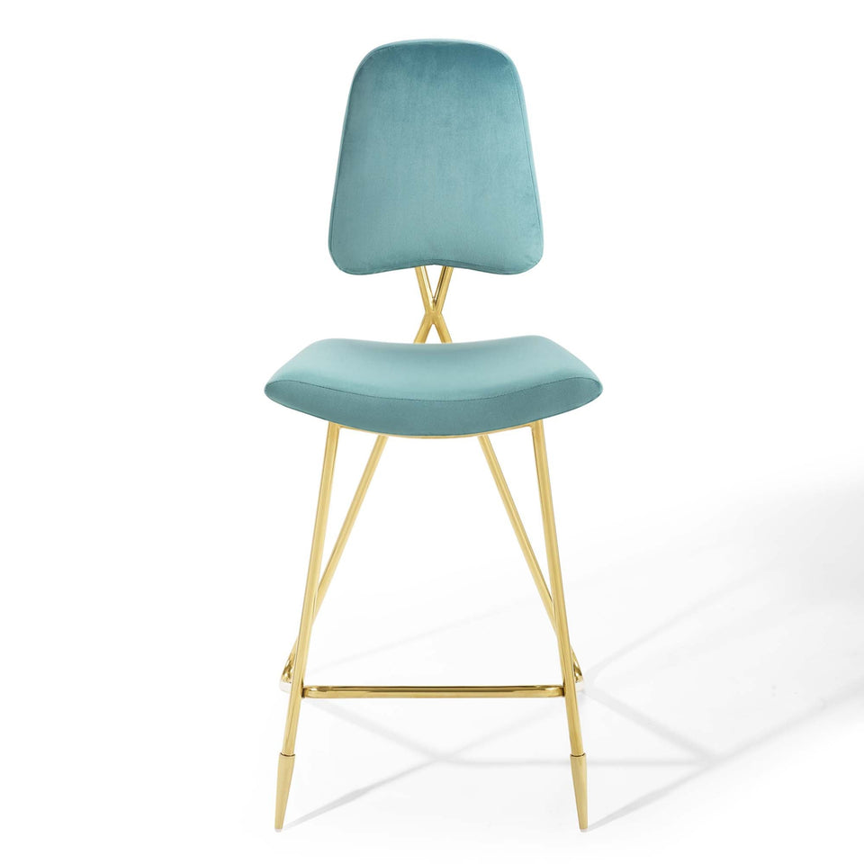 Ponder Performance Velvet Bar Stool Set of 2 by Modway