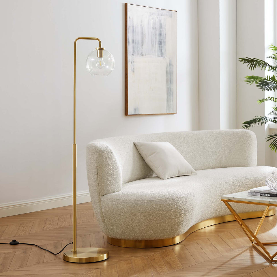 Silo Glass Globe Glass and Metal Floor Lamp by Modway