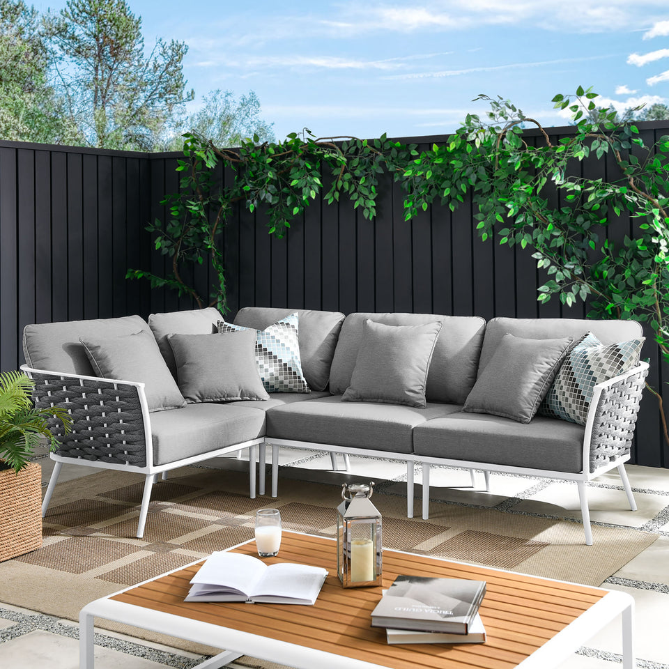Stance Outdoor Patio Aluminum Large Sectional Sofa by Modway
