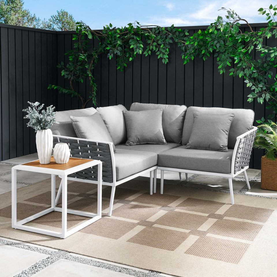 Stance 4 Piece Outdoor Patio Aluminum Sectional Sofa Set by Modway
