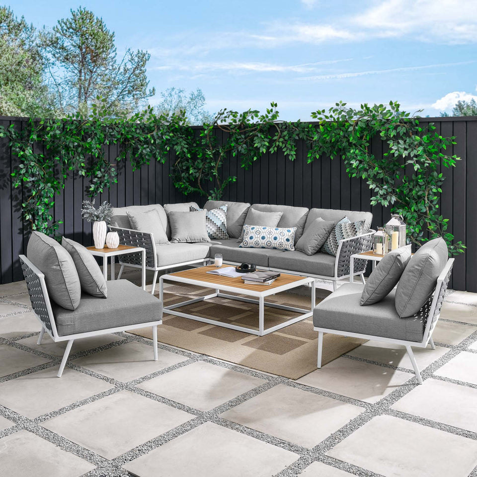 Stance 9 Piece Aluminum Outdoor Patio Aluminum Sectional Sofa Set by Modway
