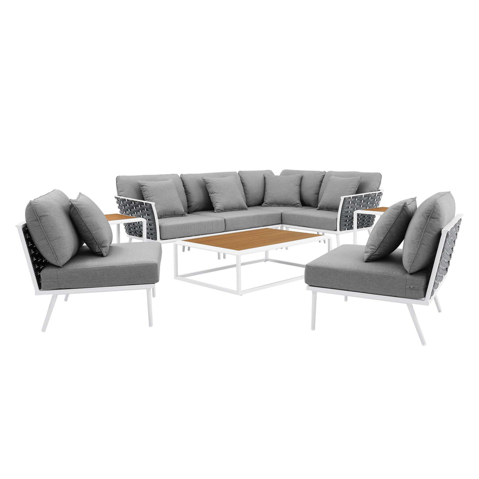 Stance 9 Piece Aluminum Outdoor Patio Aluminum Sectional Sofa Set by Modway