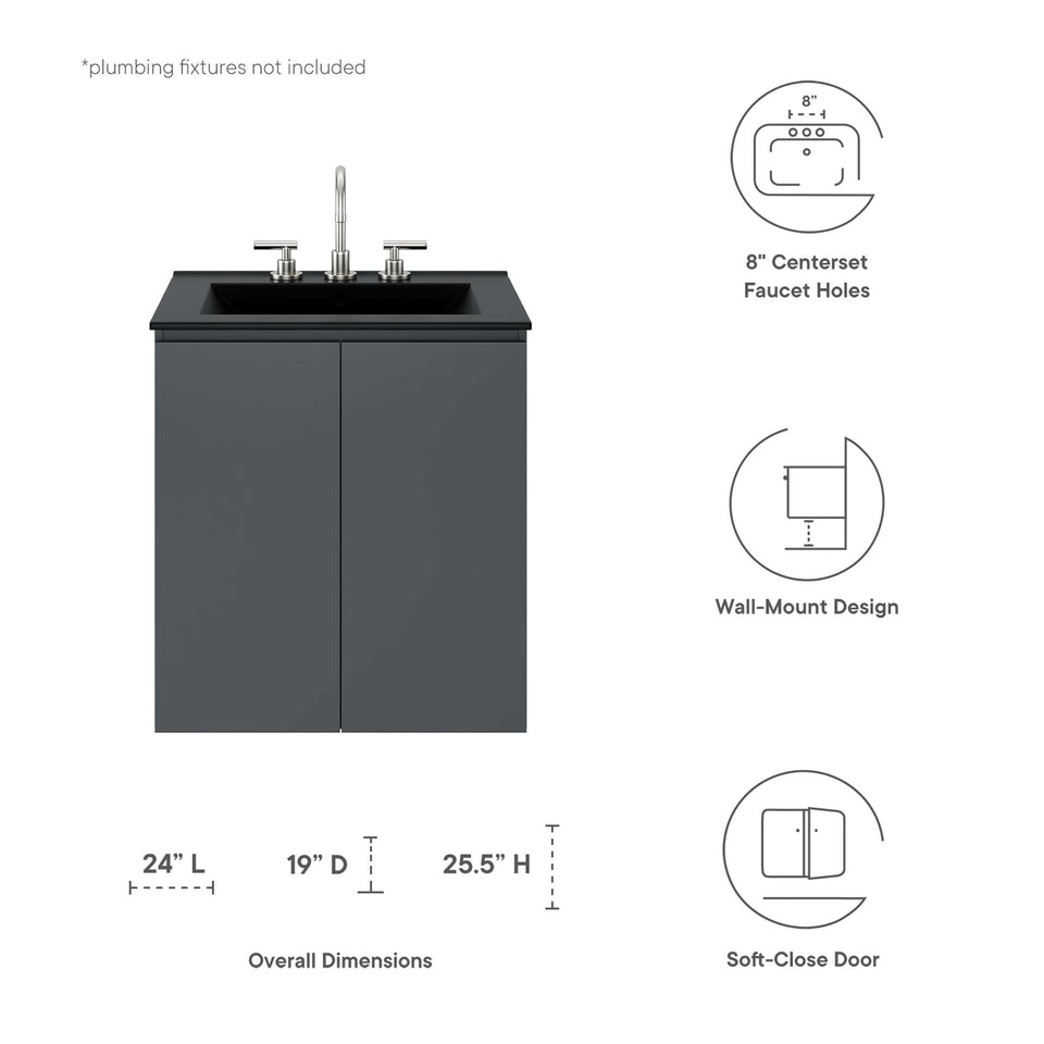 Bryn Wall-Mount Bathroom Vanity Basin Included by Modway