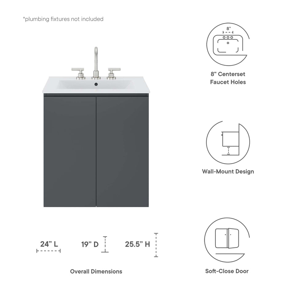 Bryn Wall-Mount Bathroom Vanity Basin Included by Modway