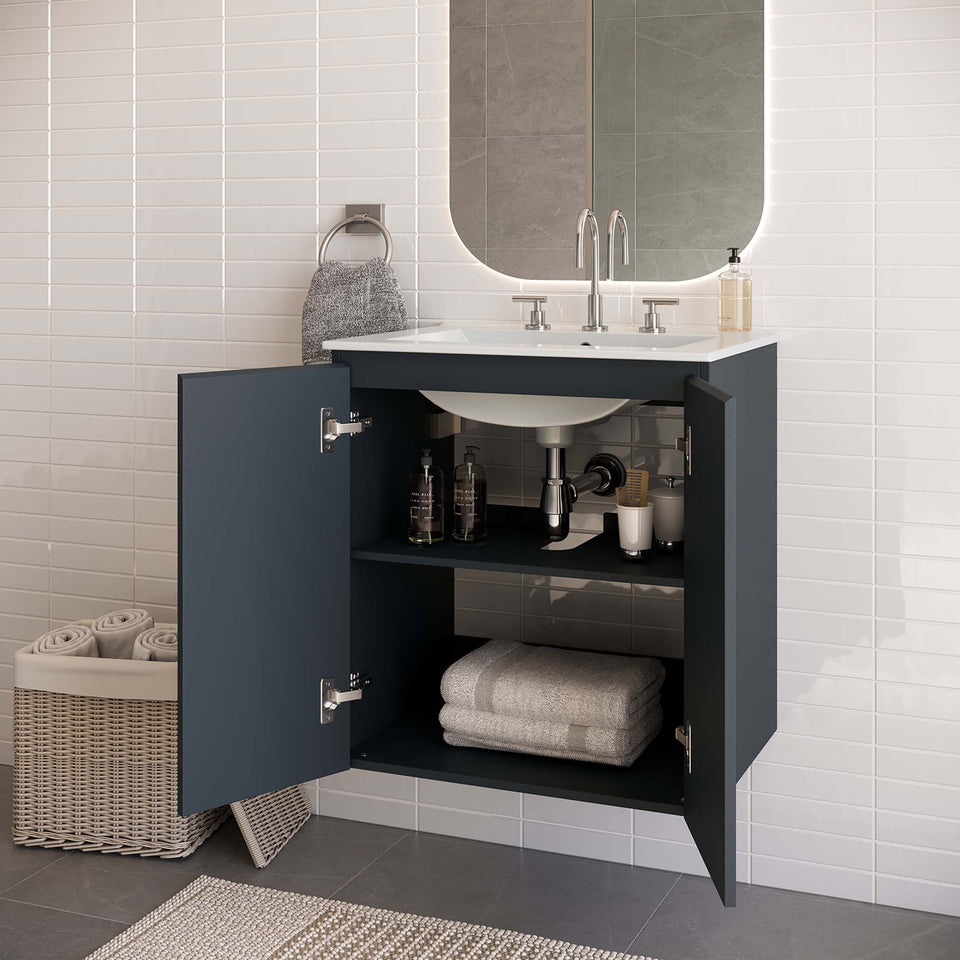 Bryn Wall-Mount Bathroom Vanity Basin Included by Modway
