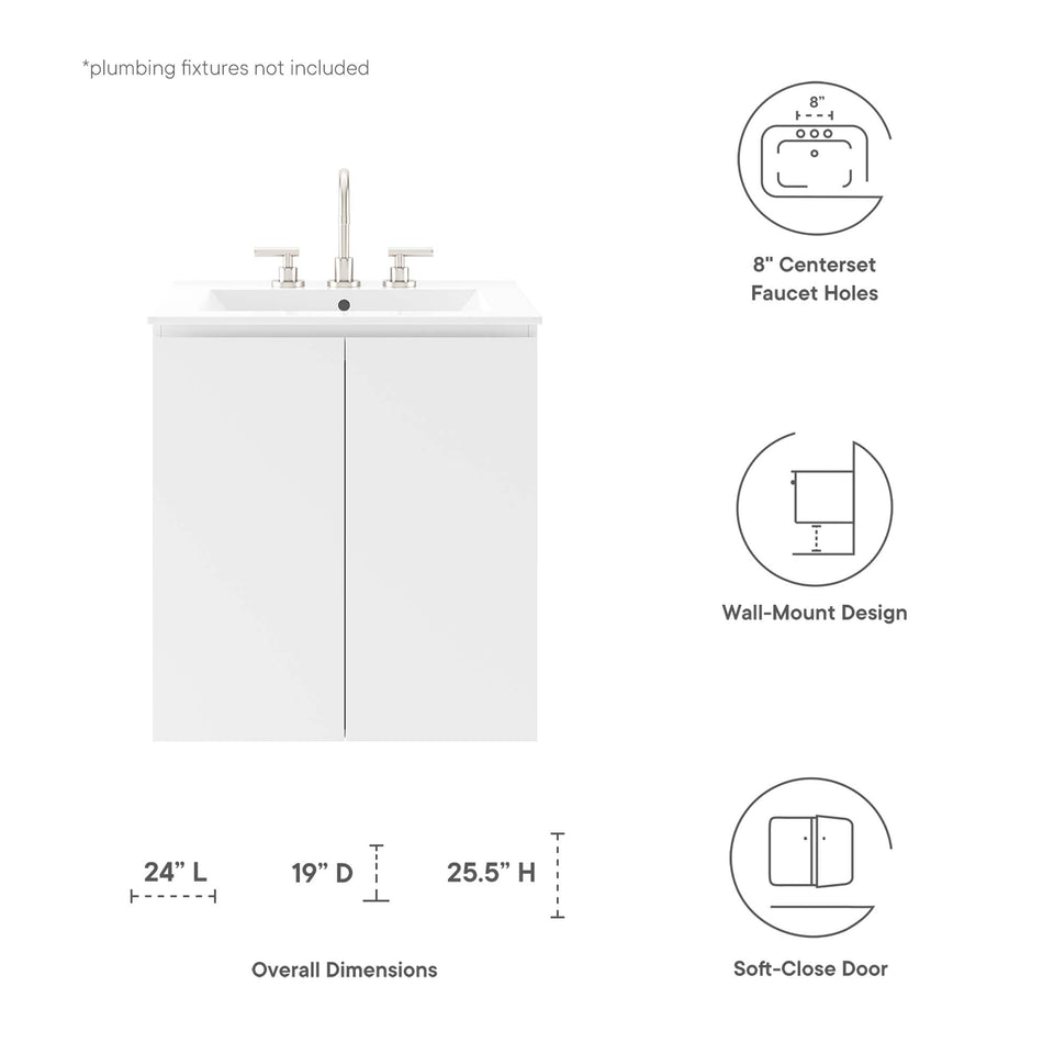 Bryn Wall-Mount Bathroom Vanity Basin Included by Modway