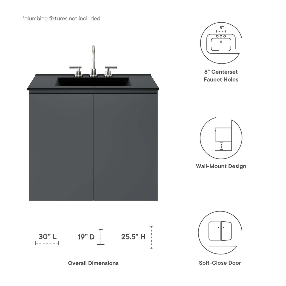 Bryn Wall-Mount Bathroom Vanity Basin Included by Modway