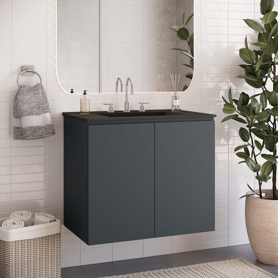 Bryn Wall-Mount Bathroom Vanity Basin Included by Modway
