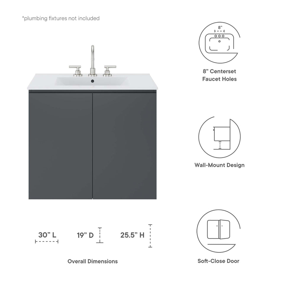 Bryn Wall-Mount Bathroom Vanity Basin Included by Modway