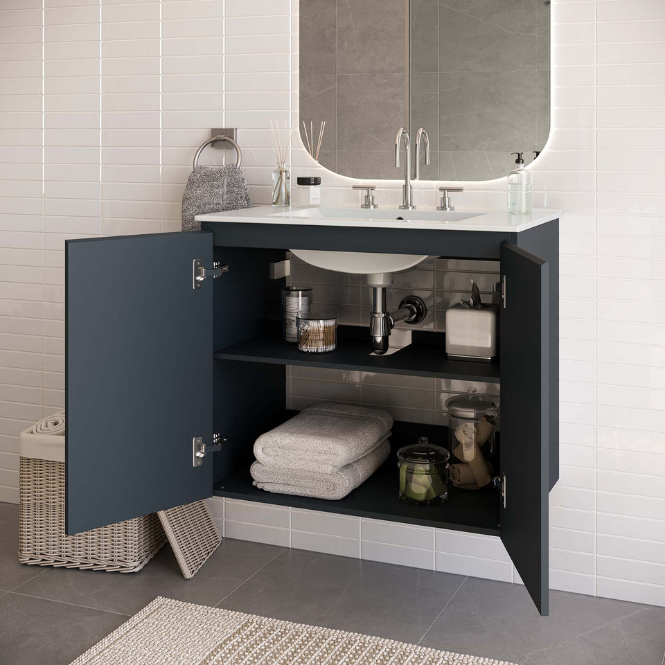 Bryn Wall-Mount Bathroom Vanity Basin Included by Modway